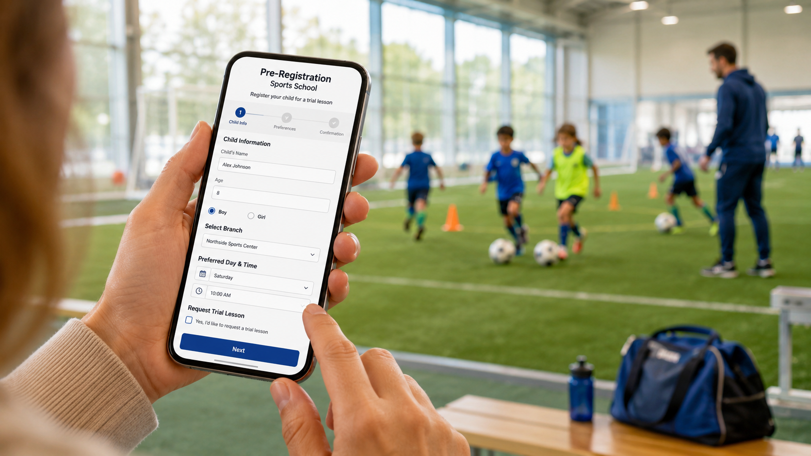 Spor okulları ön kayıt formu tasarımı