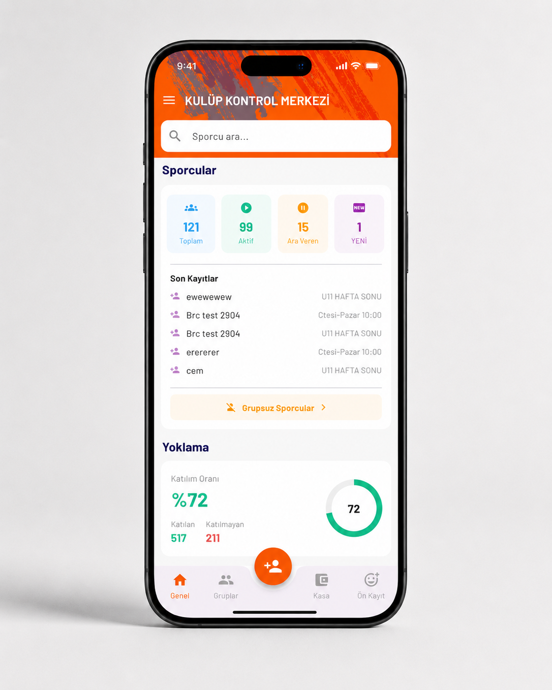 MobyCoach akıllı yoklama takibi ekranı